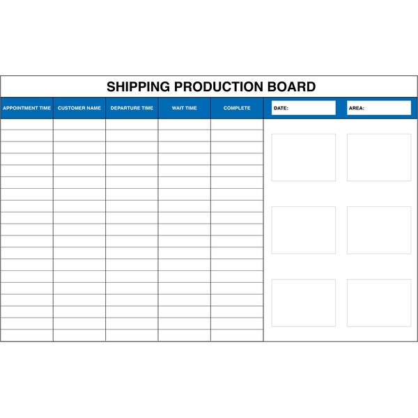 5S Supplies Shipping Production Board Aluminum Dry Erase 72in x 46in SHIPPROD-7246-DRYERASE - main